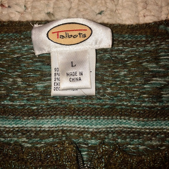 Talbots Zip-Front Sweater w/ Beaded Design - Picture 2 of 7